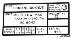 AGI MFCR  MPN: 81084/0200.00/E